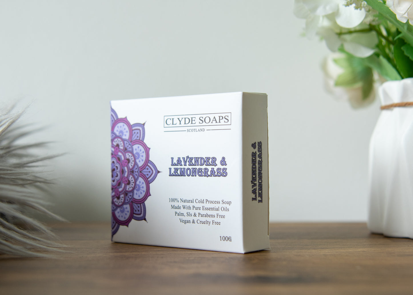 Lavender, Lemongrass and Oatmeal Soap - Clyde Soaps , Cold Process, Palm Oil & Plastic Free, Eco Gift, UK Handmade Vegan, Cruelty Free