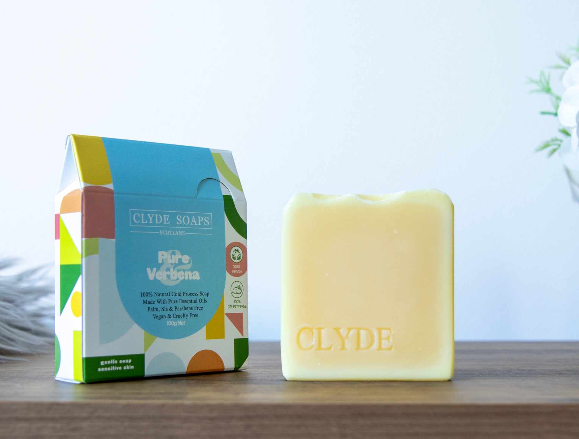 Pure Verbena Soap Bar - Clyde Soaps , Cold Process, Palm Oil & Plastic Free, Eco Gift, UK Handmade Vegan, Cruelty Free, Artisan Soap