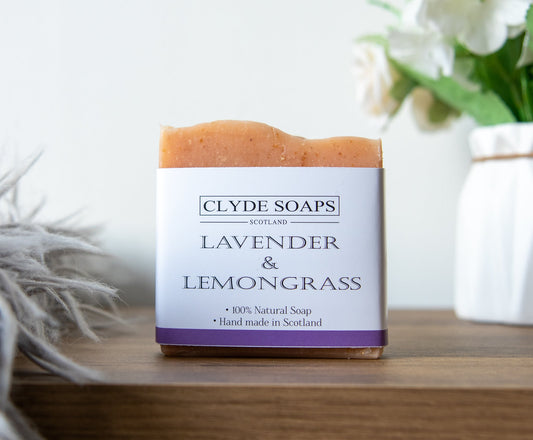 Lavender, Lemongrass and Oatmeal Soap - Clyde Soaps , Cold Process, Palm Oil & Plastic Free, Eco Gift, UK Handmade Vegan, Cruelty Free